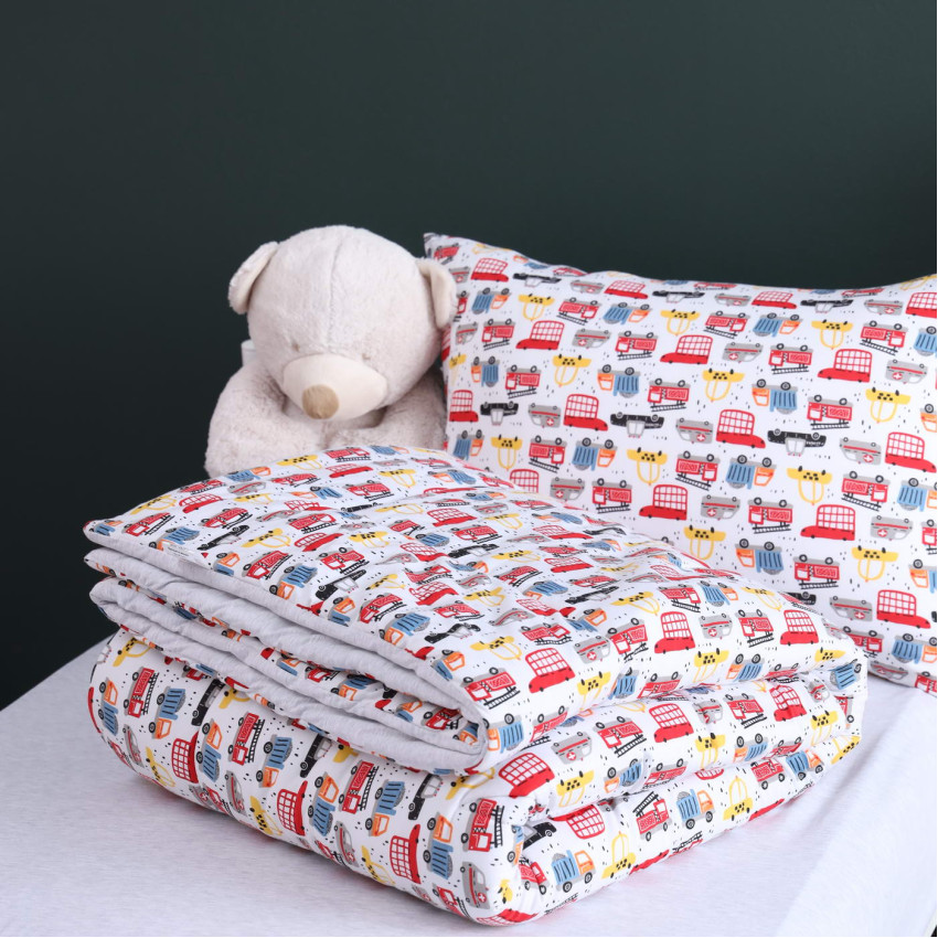 Детский комплект постельного белья с одеялом и простыней на резинке Funny kids №19