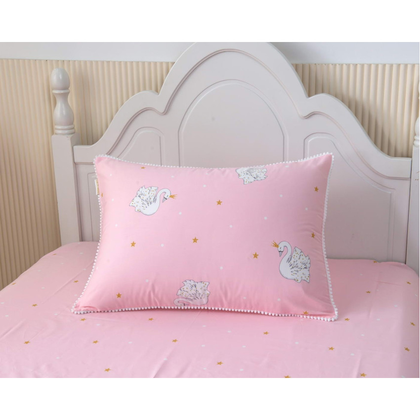 Детский комплект постельного белья с одеялом Лебедушка персиковый