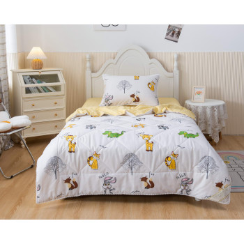Детский комплект постельного белья с одеялом Зверушки желтый