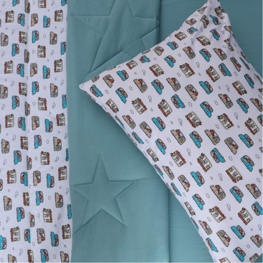 Детский комплект постельного белья с одеялом и простыней на резинке Funny kids №17