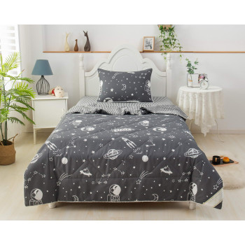 Детский комплект постельного белья с одеялом Космонавт черный