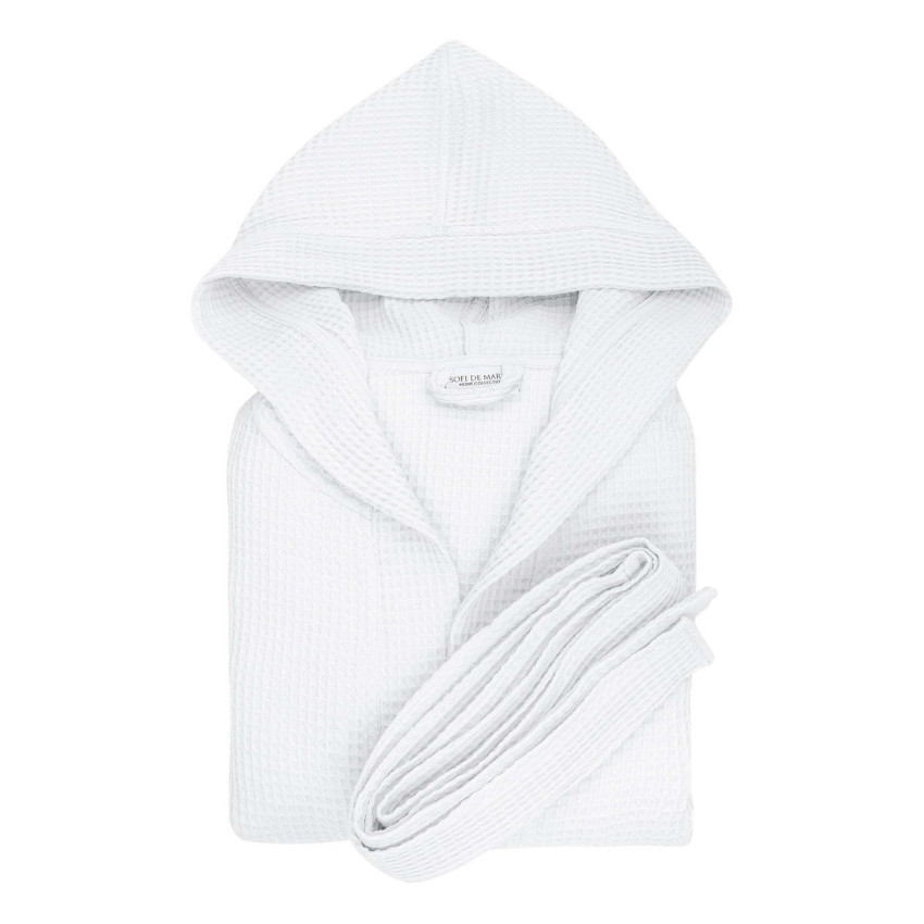 Вафельный халат с капюшоном Naomi Белый L