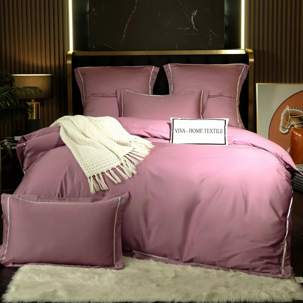 Постельное белье Египетский хлопок Премиум широкий кант Бледно-розовый 2спальный на резинке 140x200x30 от магазина современного текстиля Touch meHome