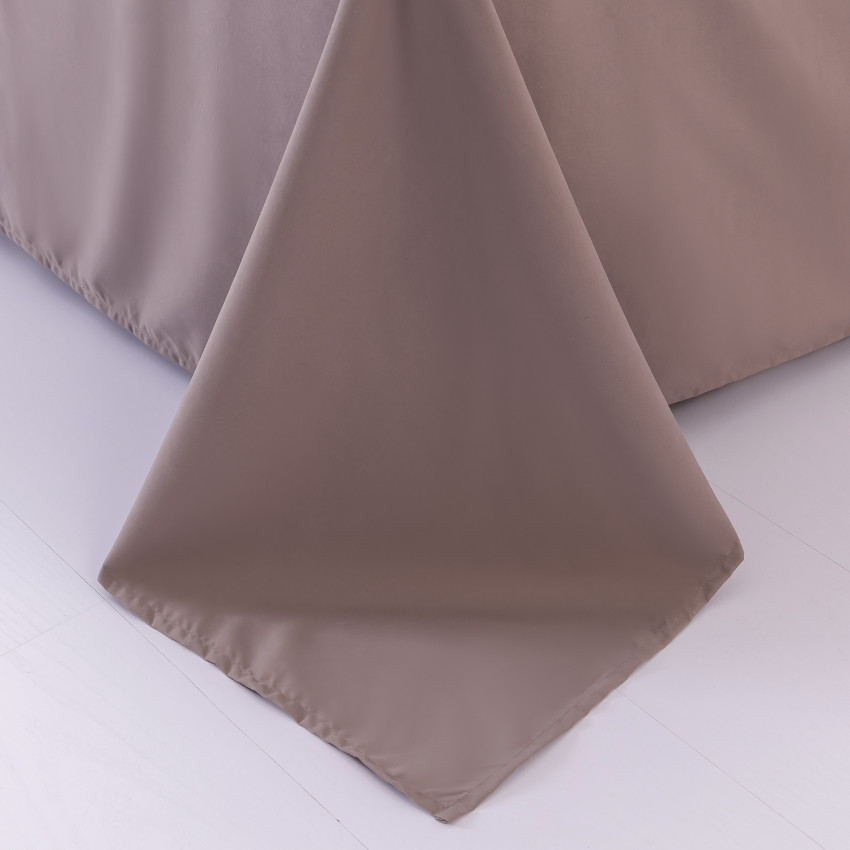 Комплект постельного белья Однотонный Сатин с Вышивкой CH036 Полуторный Серовато-коричневый