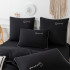 Комплект постельного белья Однотонный Сатин с Вышивкой CH020 Полуторный Черный