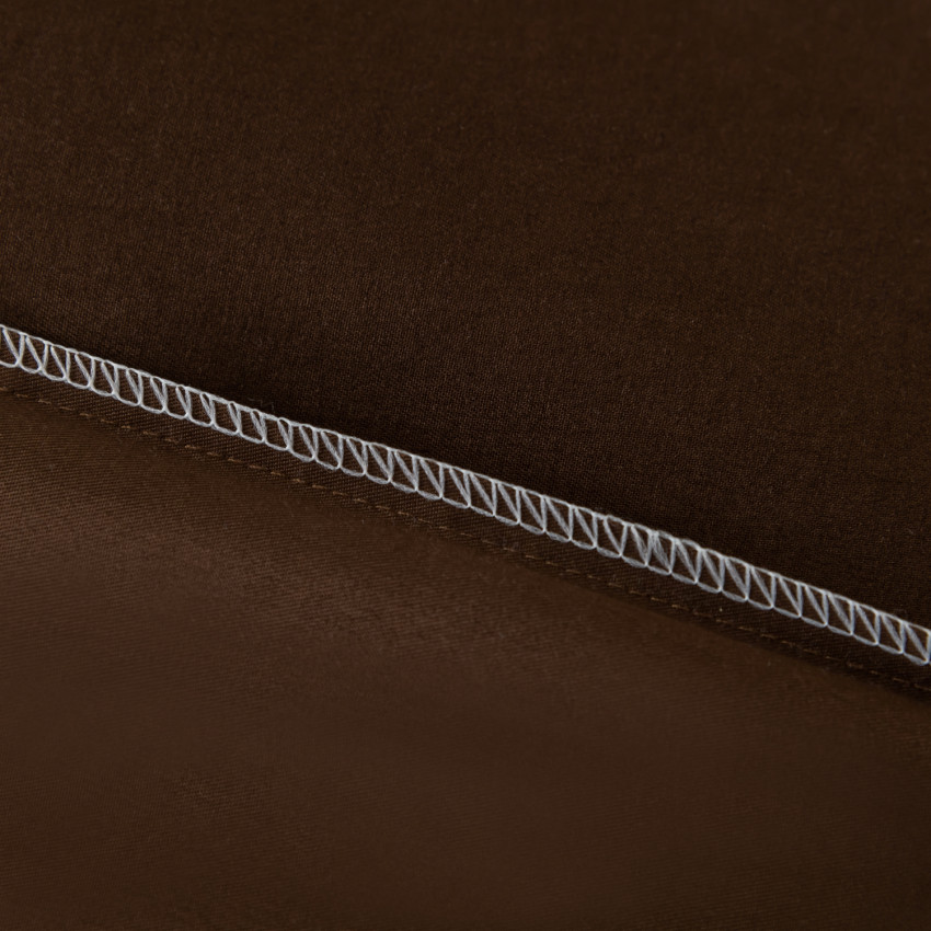 Комплект постельного белья Однотонный Сатин с Вышивкой CH029 Полуторный Шоколадный