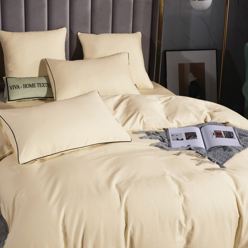 Постельное белье Египетский хлопок Элитный Молочный 2 спальный, простынь 245x265