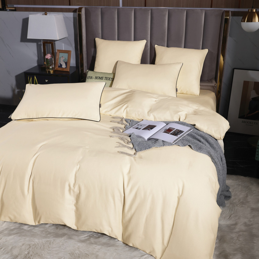 Постельное белье Египетский хлопок Элитный Молочный 2 спальный, простынь 245x265