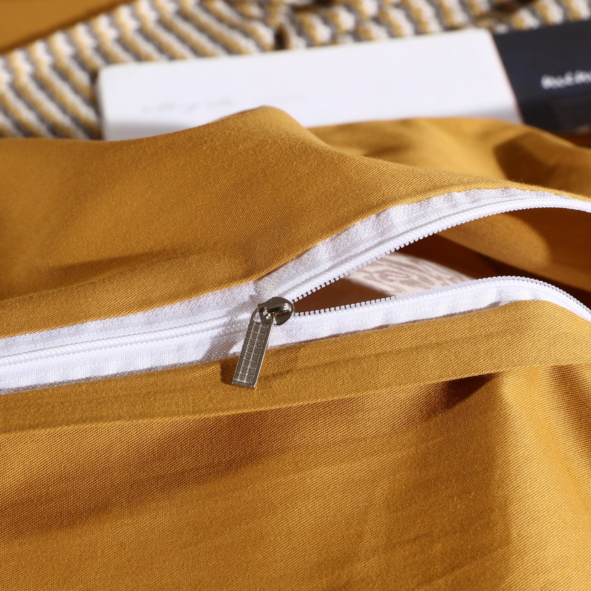 Постельное белье Египетский хлопок Элитный Золотистый 2 спальный, на резинке 140x200x30