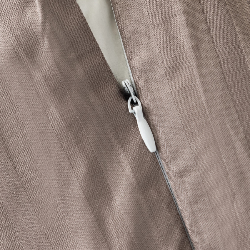Постельное белье Страйп Сатин Серовато-бежевый 2 спальный, на резинке 160x200x25