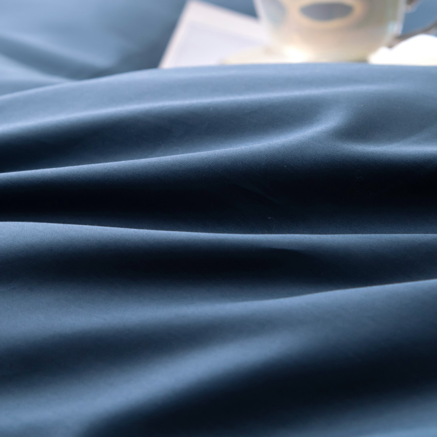 Постельное белье Египетский хлопок Премиум широкий кант Сине-голубой Евро, на резинке 140x200x30