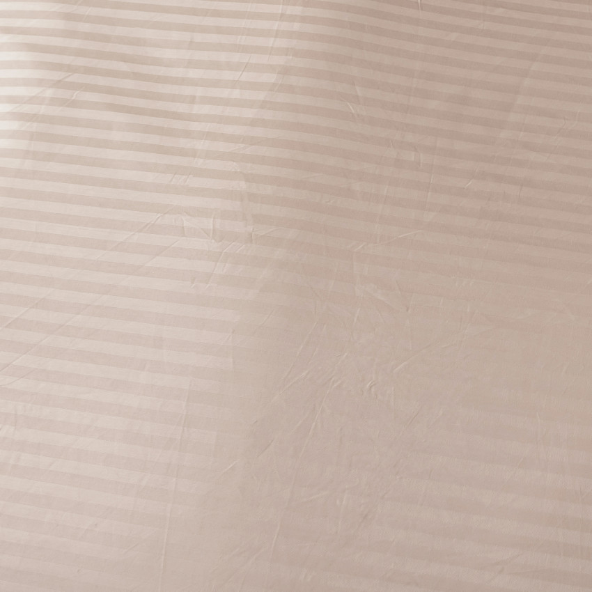 Постельное белье Страйп Сатин Кремовый 2 спальный, на резинке 180x200x25