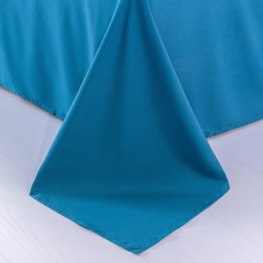 Комплект постельного белья Однотонный Сатин с Вышивкой CH039 Евро Ярко-синий