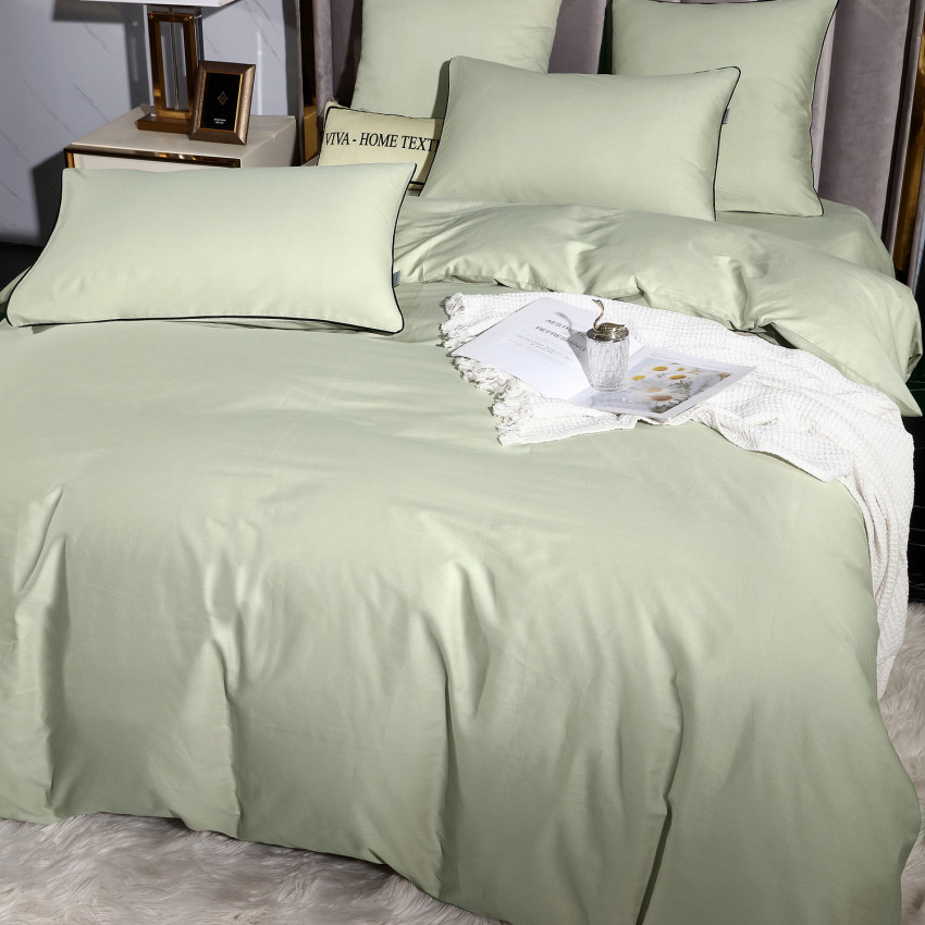 Постельное белье Египетский хлопок Элитный Светло-фисташковый 2 спальный, на резинке 180x200x30