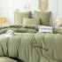 Комплект постельного белья Однотонный Сатин с Вышивкой CH048 Евро Светло-зеленый