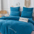 Комплект постельного белья Однотонный Сатин с Вышивкой CH039 Евро Ярко-синий