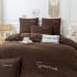 Комплект постельного белья Однотонный Сатин с Вышивкой CH029 Евро Шоколадный