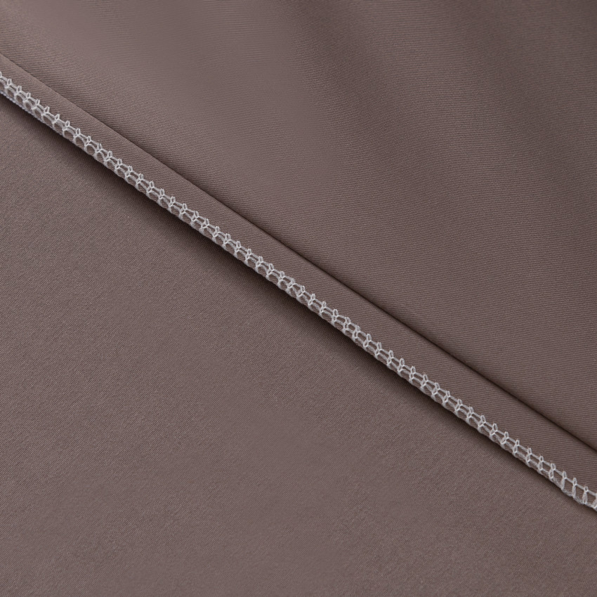 Комплект постельного белья Однотонный Сатин с Вышивкой CH036 Евро Серовато-коричневый