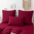 Комплект постельного белья Однотонный Сатин с Вышивкой CH022 Евро Бордовый
