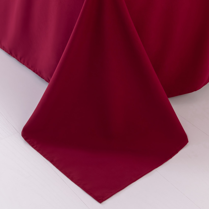 Комплект постельного белья Однотонный Сатин с Вышивкой CH022 Евро Бордовый