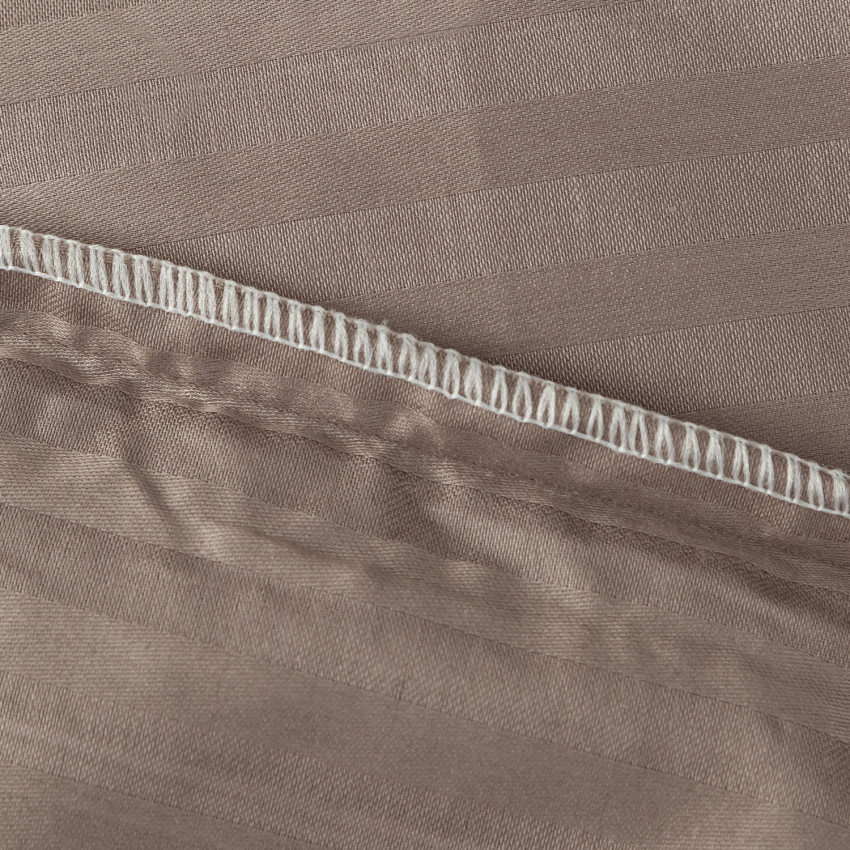 Постельное белье Страйп Сатин Серовато-бежевый Евро, на резинке 160x200x25