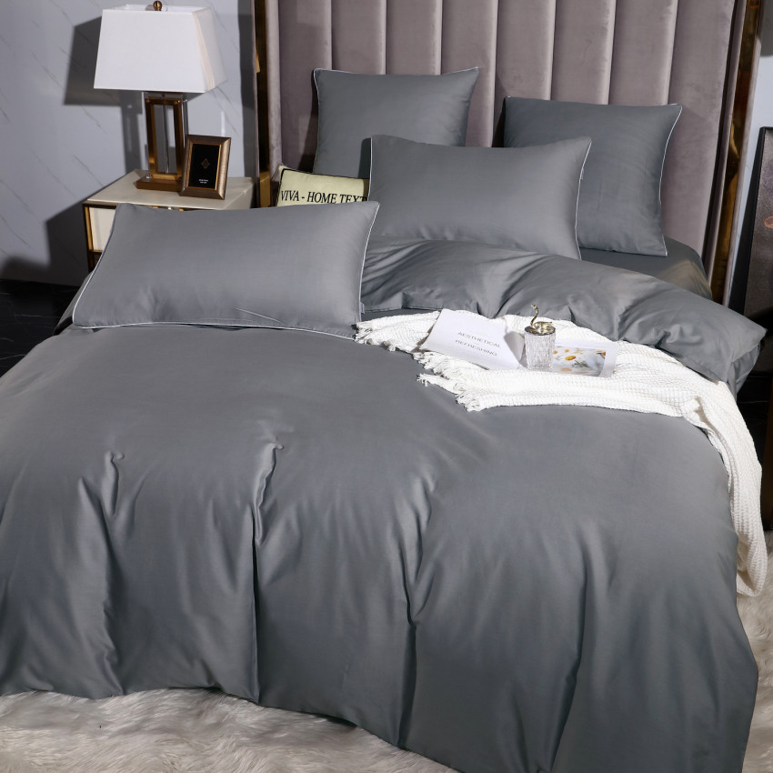 Постельное белье Египетский хлопок Элитный Серебристый 2 спальный, на резинке 180x200x30