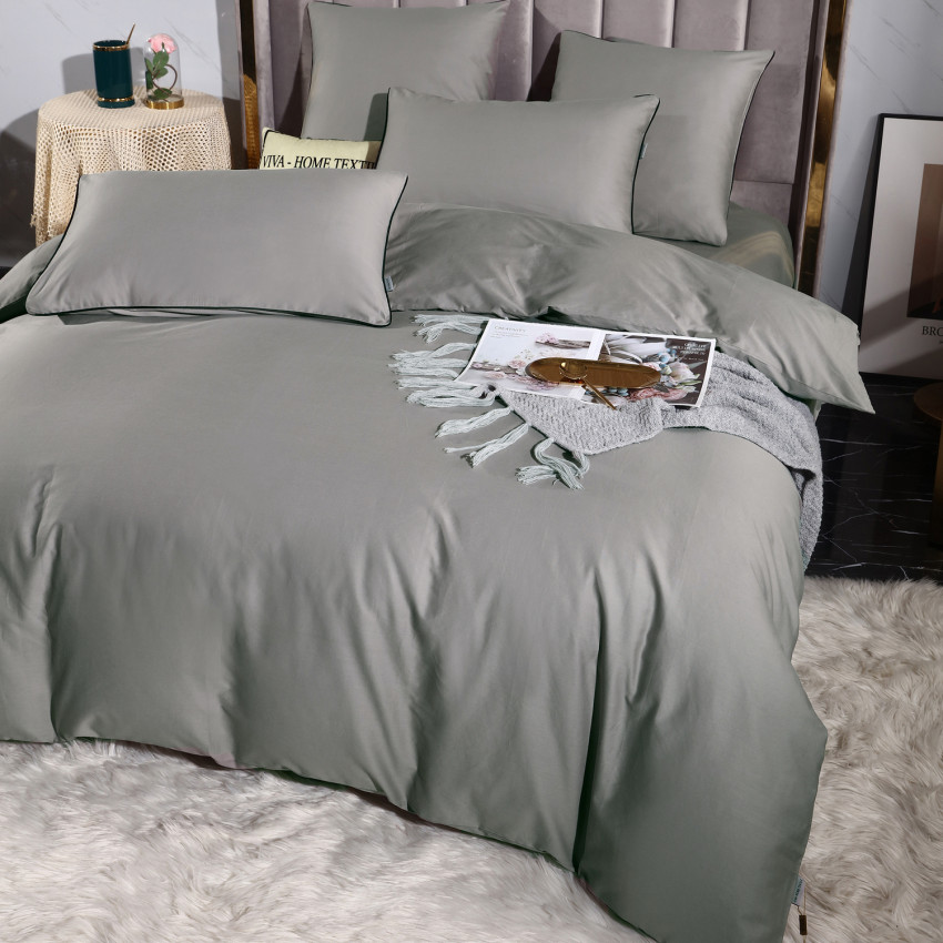 Постельное белье Египетский хлопок Элитный Серебристый 2 спальный, на резинке 180x200x30