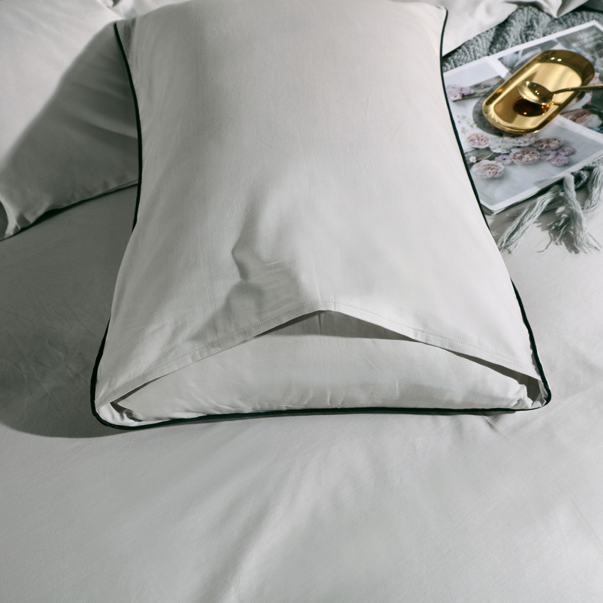 Постельное белье Египетский хлопок Элитный Светло-серый 2 спальный, простынь 245x265