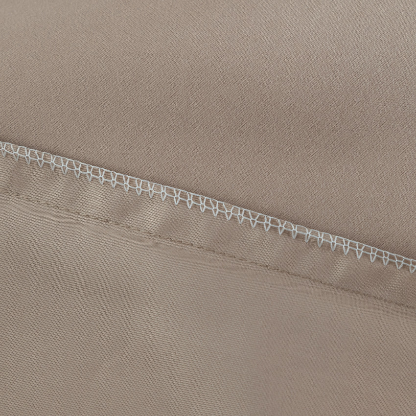 Комплект постельного белья Однотонный Сатин с Вышивкой CH028 Полуторный Бежевый