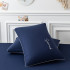 Комплект постельного белья Однотонный Сатин с Вышивкой CH021 Полуторный Синий