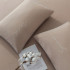Комплект постельного белья Однотонный Сатин с Вышивкой CH028 Полуторный Бежевый