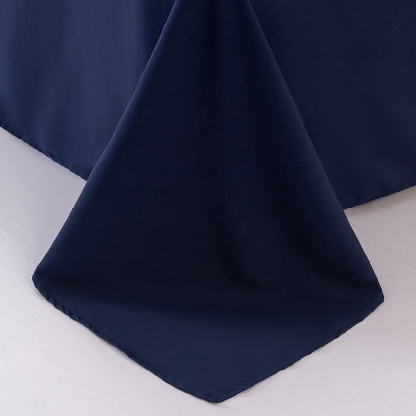 Комплект постельного белья Однотонный Сатин с Вышивкой CH021 Полуторный Синий