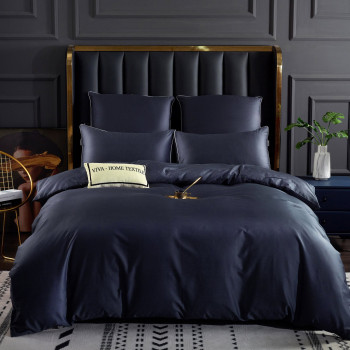 Постельное белье Королевский хлопок Премиум Серо-синий 2 спальный, на резинке 160x200x30