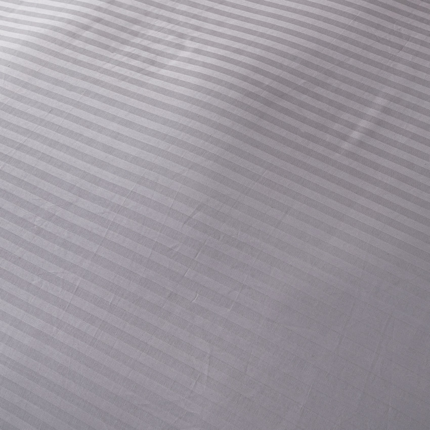 Постельное белье Страйп Сатин Серый Евро, на резинке 140x200x25