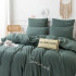 Комплект постельного белья Однотонный Сатин с Вышивкой CH046 Двуспальный Серовато-зеленый