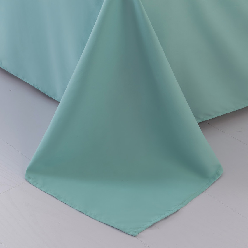 Комплект постельного белья Однотонный Сатин с Вышивкой CH024 Евро Светло-бирюзовый