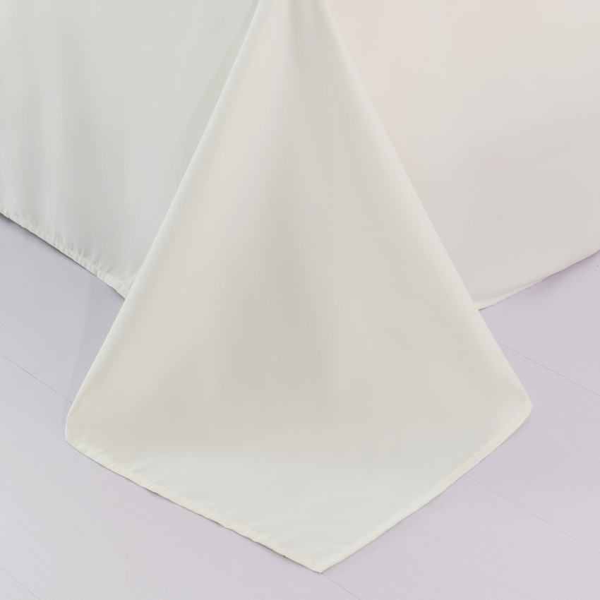 Комплект постельного белья Однотонный Сатин с Вышивкой CH037 Евро Белый