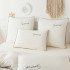 Комплект постельного белья Однотонный Сатин с Вышивкой на резинке CHR037 Двуспальный Белый , 160x200x30
