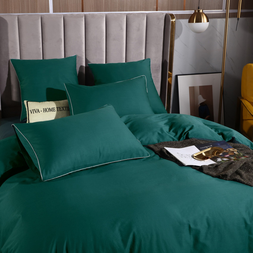 Постельное белье Египетский хлопок Элитный Изумрудный Евро, на резинке 180x200x30