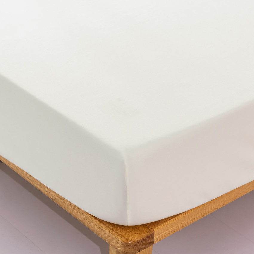 Комплект постельного белья Однотонный Сатин с Вышивкой на резинке CHR037 Двуспальный Белый , 160x200x30