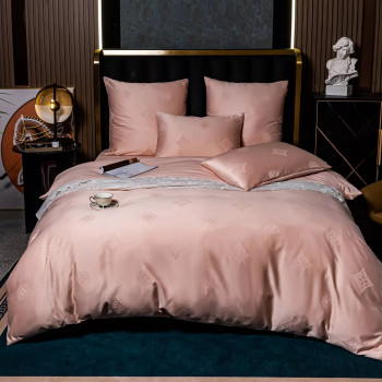 Комплект постельного белья Сатин Жаккард 001 Нежно-розовый 2 сп. на резинке 160x200x25 наволочки 70x70