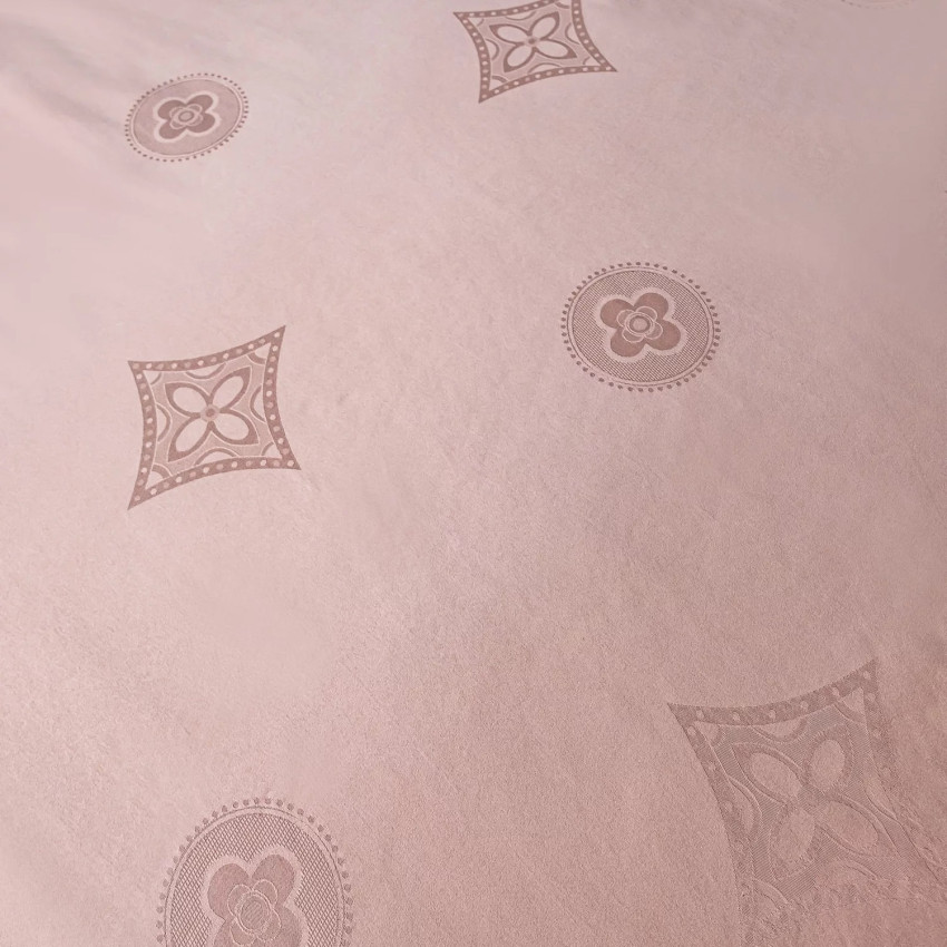 Комплект постельного белья Сатин Жаккард 001 Нежно-розовый Евро на резинке 140x200x25 наволочки 70x70