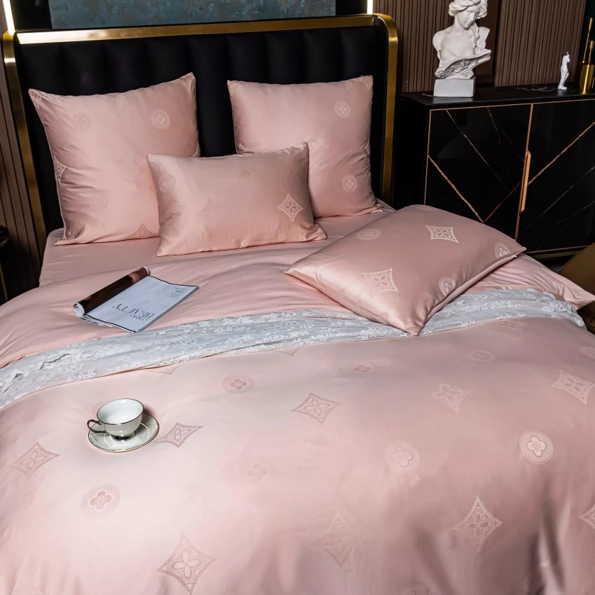 Комплект постельного белья Сатин Жаккард 001 Нежно-розовый 2 сп. на резинке 180x200x25 наволочки 70x70