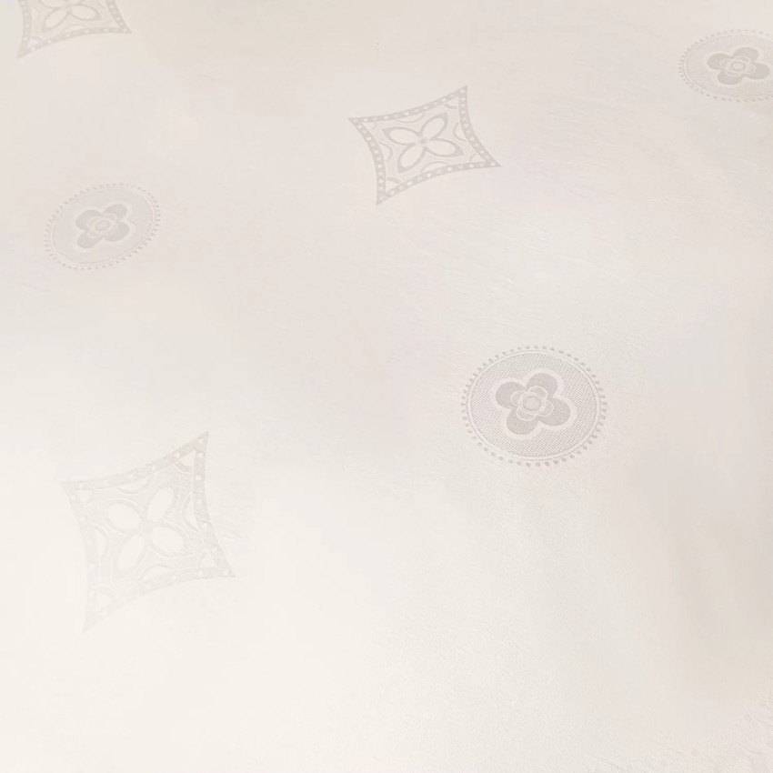 Комплект постельного белья Сатин Жаккард 003 Молочный Евро на резинке 140x200x25 наволочки 70x70