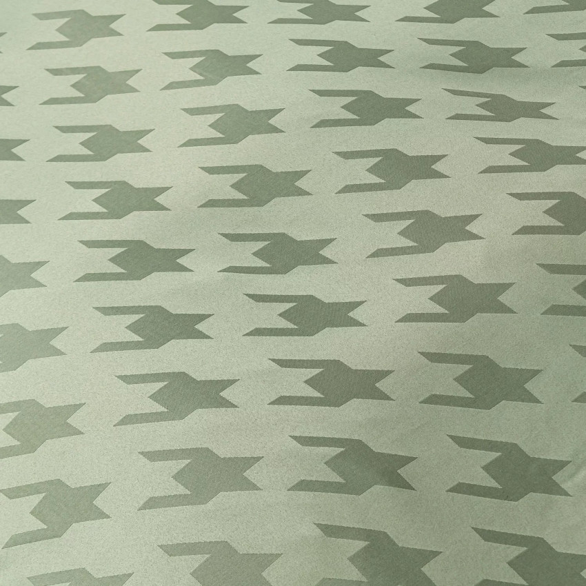 Комплект постельного белья Сатин Жаккард 004 Зеленый Евро на резинке 140x200x25 наволочки 50x70