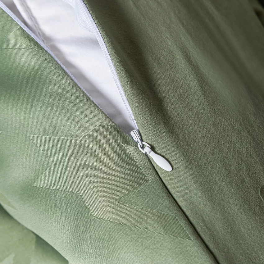 Комплект постельного белья Сатин Жаккард 004 Зеленый 2 сп. на резинке 160x200x25 наволочки 70x70
