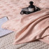 Комплект постельного белья Сатин Жаккард 009 Кремово-розовый Евро на резинке 140x200x25 наволочки 70x70