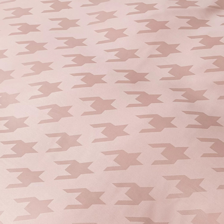 Комплект постельного белья Сатин Жаккард 009 Кремово-розовый Семейный на резинке 160x200x25 наволочки 70x70