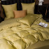 Комплект постельного белья Сатин Жаккард 010 Золотисто-оливковый Евро на резинке 180x200x25 наволочки 70x70
