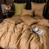Комплект постельного белья Сатин Жаккард 012 Золотисто-бежевый Семейный на резинке 180x200x25 наволочки 70x70